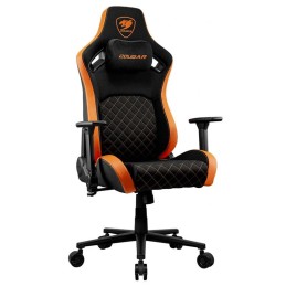 COUGAR DEFENSOR F (BLACK/ORANGE) - SEDIA GAMING - RIVESTIMENTO SIMILPELLE - BRACCIOLI 4D