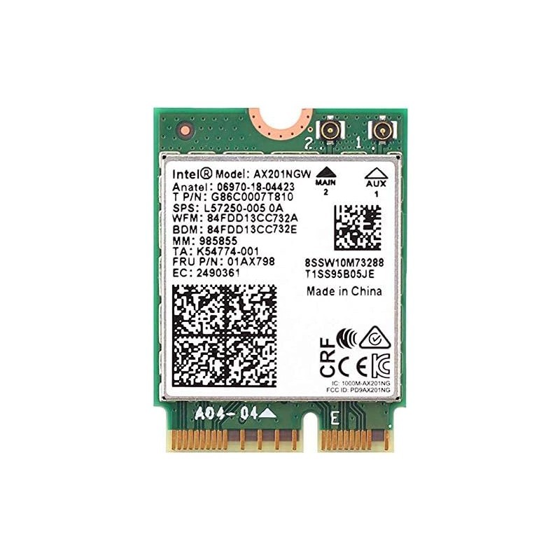 INTEL AX201NGW Scheda di rete wireless MQUPIN 2,4 Gbps 802.11ax wireless Intel AX201 Scheda WiFi Bluetooth 5.0